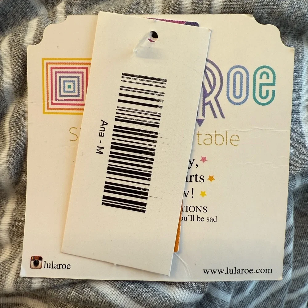 NWT LuLaRoe Anna Maxi Dress Gray and White Size Medium - Picture 4 of 7